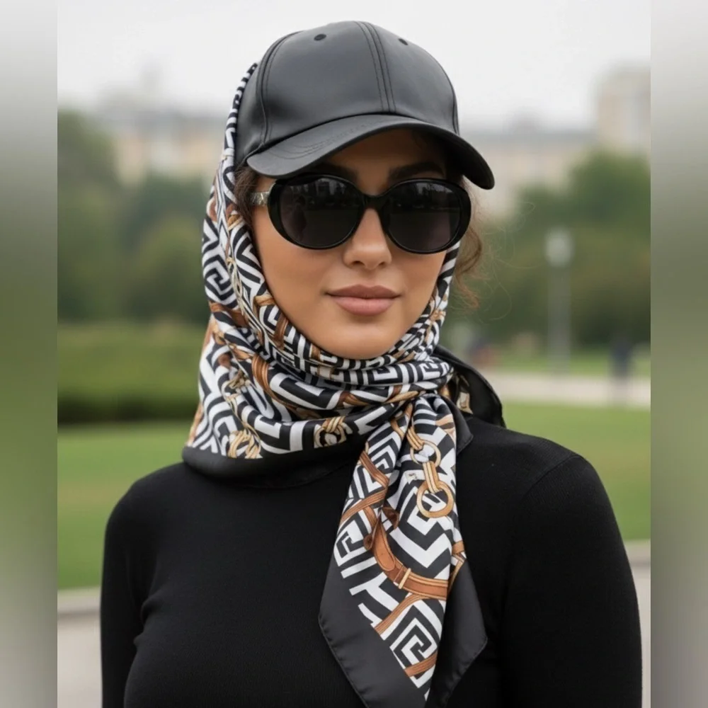 ✨NEW Elegant Black and Gold Patterned Scarf